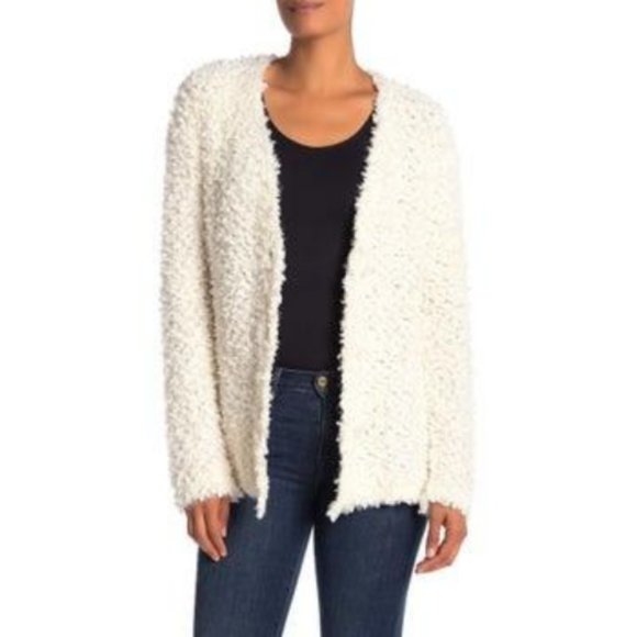 Rxb White Ecru Boucle Cardigan Sweater 